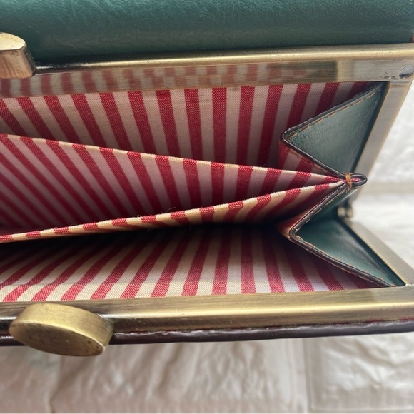 Vintage Nest by Anthropologie green Leather Card trifold Wallet - Picture 3 of 8